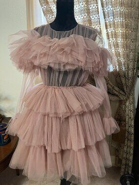 Tiered ruffle tulle dress